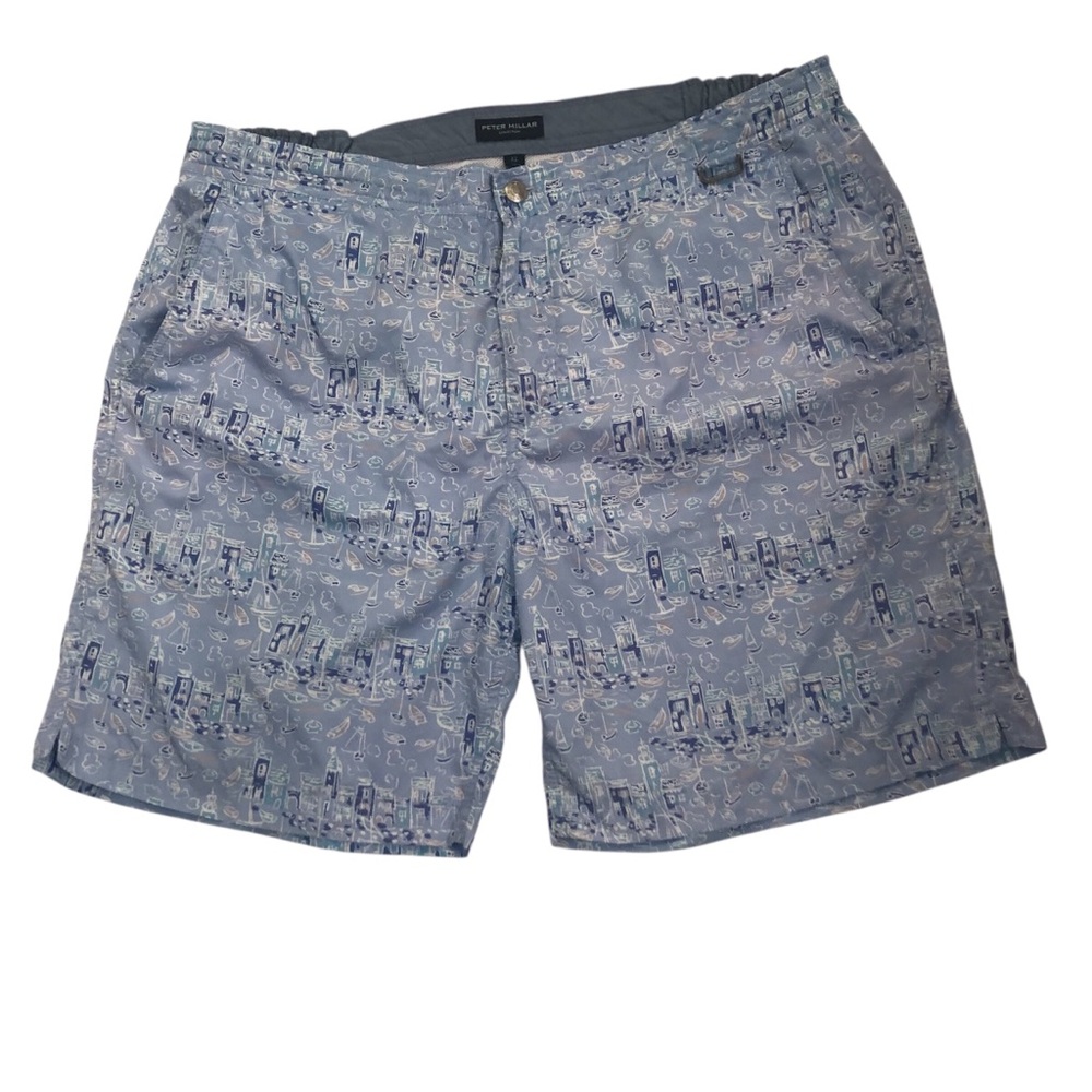 Peter Millar Swim Trunks Shorts Buildings & Boats Novelty Print Size XL